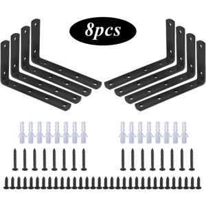 Memkey - Mounting Bracket, 8 Pack, L-Shaped Right Angle Bracket, Stainless Steel, Black,125 mm x 75 mm x 20 mm shelf bracket / corner bracket with 48 Memkey - Mounting Bracket, 8 Pack, L-Shaped Right Angle Bracket, Stainless Steel, Black,125 mm x 75 mm x 20 mm shelf bracket / corner bracket with 48