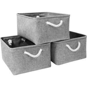 BASETBL Foldable Storage Boxes, Fabric Storage Baskets for School/Home/Closet/Office, Pack of 3 (Grey, Medium) BASETBL Foldable Storage Boxes, Fabric Storage Baskets for School/Home/Closet/Office, Pack of 3 (Grey, Medium)