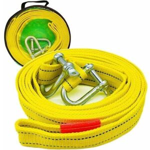 TEHTUY High-strength towing strap with two D-ring safety hooks for winch, 5-ton capacity and 5 m length TEHTUY High-strength towing strap with two D-ring safety hooks for winch, 5-ton capacity and 5 m length