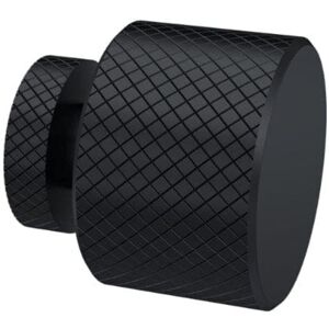 Hudson Reed - Nuie Matt Black 30mm Knurled Knob Furniture Handle - H214 Hudson Reed - Nuie Matt Black 30mm Knurled Knob Furniture Handle - H214