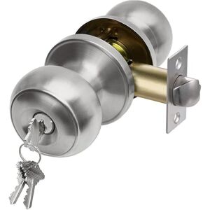 Keyed Entry Door Knob Set, Entrance Door Lock in Solid Stainless Steel for Exterior and Interior, Round Ball Handle, 1 Pack Keyed Entry Door Knob Set, Entrance Door Lock in Solid Stainless Steel for Exterior and Interior, Round Ball Handle, 1 Pack