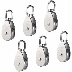 LINGHHANG M15 304 Stainless Steel Single Pulley, 15MM Single Pulleys Block Roller, Crane Swivel Hook Smooth Wire Rope Cable Load 77lbs/35Kg (6Pcs) LINGHHANG M15 304 Stainless Steel Single Pulley, 15MM Single Pulleys Block Roller, Crane Swivel Hook Smooth Wire Rope Cable Load 77lbs/35Kg (6Pcs)