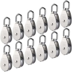 M15 Single Pulley in 304 Stainless Steel, 15MM Single Pulley Block Roller, Crane Swivel Hook Smooth Wire Rope Cable Loading 77lbs/35Kg (12 Pieces). M15 Single Pulley in 304 Stainless Steel, 15MM Single Pulley Block Roller, Crane Swivel Hook Smooth Wire Rope Cable Loading 77lbs/35Kg (12 Pieces).