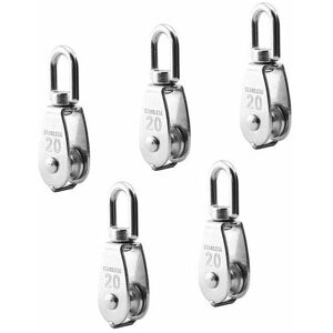 AIPERQ M20 304 Stainless Steel Single Pulley, 20MM Single Pulleys Roller Block, Crane Swivel Hook Smooth Wire Rope Cable Loading 75kg/165lbs (5Pcs) AIPERQ M20 304 Stainless Steel Single Pulley, 20MM Single Pulleys Roller Block, Crane Swivel Hook Smooth Wire Rope Cable Loading 75kg/165lbs (5Pcs)