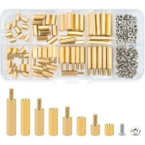 Aougo - M3 Brass Standoff,PCB Standoff,Threaded Male-Female Hex Copper Bolts Assortment Kit for pcb Motherboard-120 Pieces Aougo - M3 Brass Standoff,PCB Standoff,Threaded Male-Female Hex Copper Bolts Assortment Kit for pcb Motherboard-120 Pieces