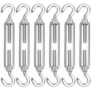 YMYNY M5 Stainless Steel Cable Tensioner, 6pcs Wire Rope Tensioners and Hooks, Heavy Duty Adjustable Tension Hooks and Wire Mesh for Curtain Installation YMYNY M5 Stainless Steel Cable Tensioner, 6pcs Wire Rope Tensioners and Hooks, Heavy Duty Adjustable Tension Hooks and Wire Mesh for Curtain Installation