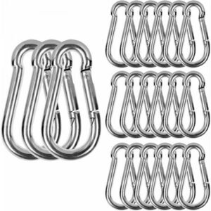 MCBOSON M6 Stainless Steel Carabiner, 20 PCS Heavy Duty Snap Hook - Stainless Steel Carabiner 120 kg/260 lb Load Capacity, 304 Swing Carabiner Hook - 60mm x MCBOSON M6 Stainless Steel Carabiner, 20 PCS Heavy Duty Snap Hook - Stainless Steel Carabiner 120 kg/260 lb Load Capacity, 304 Swing Carabiner Hook - 60mm x