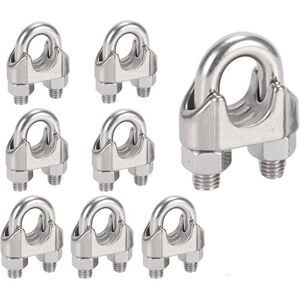 Aougo - M8 Cable Ties U-bolt Cable Clip 304 Stainless Steel Cable Clamp Saddle Wire Rope Clips for Clothes Drying Rack Outdoor10PCS Aougo - M8 Cable Ties U-bolt Cable Clip 304 Stainless Steel Cable Clamp Saddle Wire Rope Clips for Clothes Drying Rack Outdoor10PCS