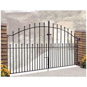 Cannock Gates - Manor Ball Top Arched Double Driveway Gate - Solid Steel - Fits Gap of 2743 mm x 1220 mm High - Electro Galv./Black Powder Coated Cannock Gates - Manor Ball Top Arched Double Driveway Gate - Solid Steel - Fits Gap of 2743 mm x 1220 mm High - Electro Galv./Black Powder Coated