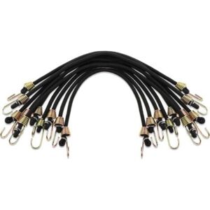 MCBOSON Pack of 10 small elastic bungee cords with hooks, 25 cm black mini rubber bungee cords, for outdoor camping, elastic fasteners MCBOSON Pack of 10 small elastic bungee cords with hooks, 25 cm black mini rubber bungee cords, for outdoor camping, elastic fasteners