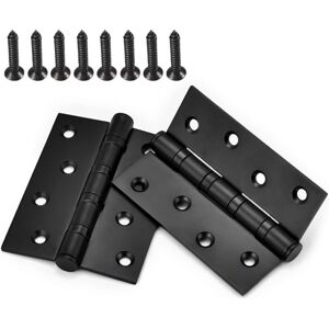 Memkey - Pack of 2 hinges, window hinges, cabinet door hinges, screw connectors, stainless steel ball bearings with screws (black, 100 x 75 mm). Memkey - Pack of 2 hinges, window hinges, cabinet door hinges, screw connectors, stainless steel ball bearings with screws (black, 100 x 75 mm).