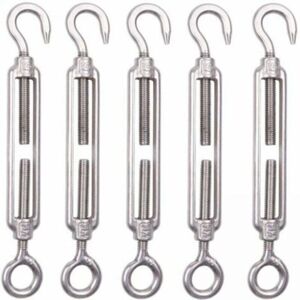 MCBOSON Pack of 5 M6 Stainless Steel Wire Tensioner 6mm Fence Tensioner Hook Turnbuckle 304 Stainless Steel Adjustable Wire Tensioner for Rope Cable MCBOSON Pack of 5 M6 Stainless Steel Wire Tensioner 6mm Fence Tensioner Hook Turnbuckle 304 Stainless Steel Adjustable Wire Tensioner for Rope Cable