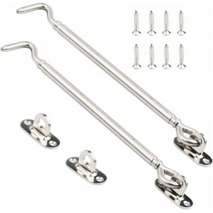 Cyslmuk - Pack Stainless Steel Cabin Hook, Heavy Duty Gate Latch Lock Shed, Swing Door Catch, Window Fitting Silent Bracket with Screws, 205mm Cyslmuk - Pack Stainless Steel Cabin Hook, Heavy Duty Gate Latch Lock Shed, Swing Door Catch, Window Fitting Silent Bracket with Screws, 205mm