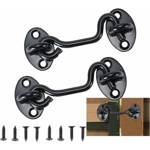 Csparkv - Pieces Cabin Hook, Black (10cm), Door Lock Hook, Black Stainless Steel Door Hook Lock, with Mounting Screws, for Window, Barn Door, Shed Csparkv - Pieces Cabin Hook, Black (10cm), Door Lock Hook, Black Stainless Steel Door Hook Lock, with Mounting Screws, for Window, Barn Door, Shed