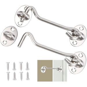 TORMATOR Pieces, Door Hook Closure, Silver Stainless Steel Door Hook Lock, With Mounting Screws, For Windows, Barn Doors, Shed Doors, Garage Doors (15cm) TORMATOR Pieces, Door Hook Closure, Silver Stainless Steel Door Hook Lock, With Mounting Screws, For Windows, Barn Doors, Shed Doors, Garage Doors (15cm)