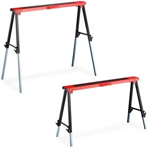 Relaxdays - Set of 2 Sawhorses, 12 Height Settings, Max. 150 kg, 91.5 x 106 x 50 cm, Multipurpose Trestles, Steel, Red Relaxdays - Set of 2 Sawhorses, 12 Height Settings, Max. 150 kg, 91.5 x 106 x 50 cm, Multipurpose Trestles, Steel, Red