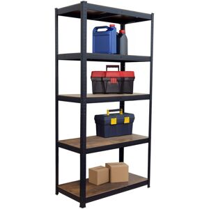 Relaxdays heavy-duty shelving unit, 875 kg, HxWxD 180 x 90 x 45 cm, 5 shelves, wood finish, steel & MDF, black/brown. Relaxdays heavy-duty shelving unit, 875 kg, HxWxD 180 x 90 x 45 cm, 5 shelves, wood finish, steel & MDF, black/brown.