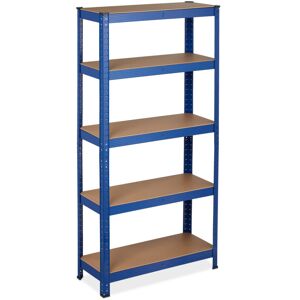 Relaxdays - 2 x Heavy Duty Shelving Unit, Max. Load 875 kg, 150x75x30cm, 5 Shelves, Push-In, Garage Storage, Steel, Blue Relaxdays - 2 x Heavy Duty Shelving Unit, Max. Load 875 kg, 150x75x30cm, 5 Shelves, Push-In, Garage Storage, Steel, Blue