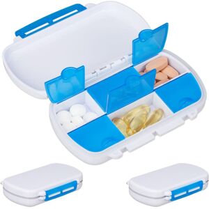 Relaxdays - 12x Pill Boxes, 6 Compartments each, Medication Container, Waterproof, HxWxD: 2.5 x 12 x 7.5 cm, White/Blue Relaxdays - 12x Pill Boxes, 6 Compartments each, Medication Container, Waterproof, HxWxD: 2.5 x 12 x 7.5 cm, White/Blue