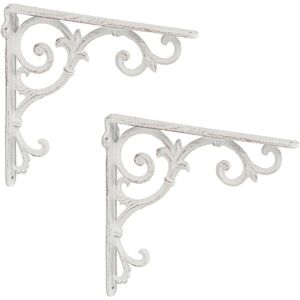 Relaxdays - 4x Shelf Brackets, Cast Iron, Rack Support, Vintage Motif, hwd: 24.5 x 4 x 24.5 cm, Angle for Shelves, White Relaxdays - 4x Shelf Brackets, Cast Iron, Rack Support, Vintage Motif, hwd: 24.5 x 4 x 24.5 cm, Angle for Shelves, White