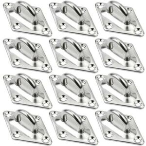 MCBOSON Rhombic Eye Plates, 12 Pieces Platinum Stainless Steel Eyelet M5 Heavy Duty Ceiling Hook Kit, Ceiling Suspension Hook Mounting Bracket Wall Ring MCBOSON Rhombic Eye Plates, 12 Pieces Platinum Stainless Steel Eyelet M5 Heavy Duty Ceiling Hook Kit, Ceiling Suspension Hook Mounting Bracket Wall Ring