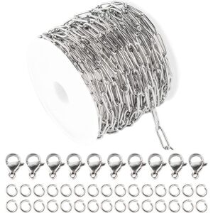 TORMATOR roll of 16.4 ft/5 m Stainless Steel Paperclip Chain, Loose, 12x4 mm Links, Genuine Paperclip Chains, 10 Snap Hooks, 30 Rings TORMATOR roll of 16.4 ft/5 m Stainless Steel Paperclip Chain, Loose, 12x4 mm Links, Genuine Paperclip Chains, 10 Snap Hooks, 30 Rings