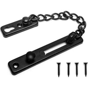 TEHTUY Security chain for narrow doors, anti-theft spring-loaded door limiter with screws for interior doors, stainless steel, matte black finish TEHTUY Security chain for narrow doors, anti-theft spring-loaded door limiter with screws for interior doors, stainless steel, matte black finish