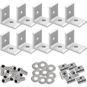 TEHTUY Set of 10 90 Degree Metal Fixing Brackets, 40 x 40mm Stainless Steel Corner Supports, Aluminum Profile Grid Spacers with 20 Screws, for Furniture TEHTUY Set of 10 90 Degree Metal Fixing Brackets, 40 x 40mm Stainless Steel Corner Supports, Aluminum Profile Grid Spacers with 20 Screws, for Furniture