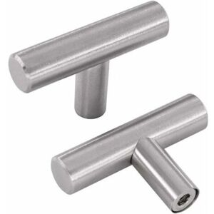 Set of 10 Silver Handles - T-shaped Knob Furniture Door Handles Cabinet Drawer Handles in Stainless Steel with Screws Set of 10 Silver Handles - T-shaped Knob Furniture Door Handles Cabinet Drawer Handles in Stainless Steel with Screws