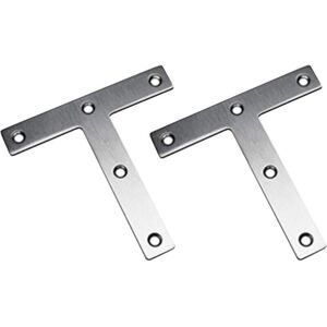 TORMATOR (Set of 2) T-Shaped Assembly Brackets, 120 x 120 mm Flat Straight Mounting Brackets, Furniture Fixing Plate, Plated Angle Brackets, Stainless Steel TORMATOR (Set of 2) T-Shaped Assembly Brackets, 120 x 120 mm Flat Straight Mounting Brackets, Furniture Fixing Plate, Plated Angle Brackets, Stainless Steel