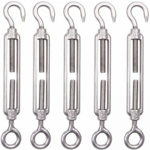 SNQ Set of 5 M8 Stainless Steel Cable Tensioners, 6mm, Fence Tensioner Hooks, Adjustable 304 Stainless Steel Wire Mesh Tensioners for Rope, Cable, SNQ Set of 5 M8 Stainless Steel Cable Tensioners, 6mm, Fence Tensioner Hooks, Adjustable 304 Stainless Steel Wire Mesh Tensioners for Rope, Cable,