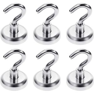 Six magnetic hooks - 32 mm - Neodymium magnetic hook - Can hold 35 kg - Super powerful Six magnetic hooks - 32 mm - Neodymium magnetic hook - Can hold 35 kg - Super powerful