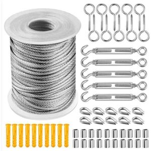 TEHTUY Stainless Steel Hanging Rope Kit, 50M Wire Cable, Climbing Plant Training Kit, Wire Cable for Stair Railings - 1 TEHTUY Stainless Steel Hanging Rope Kit, 50M Wire Cable, Climbing Plant Training Kit, Wire Cable for Stair Railings - 1