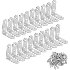 Memkey - Stainless Steel Right Angle Bracket, 90 Degree Corner Bracket, l Shaped Corner Bracket, 20 Pack Bracket Fastener, Comes with 80 Screws, Memkey - Stainless Steel Right Angle Bracket, 90 Degree Corner Bracket, l Shaped Corner Bracket, 20 Pack Bracket Fastener, Comes with 80 Screws,