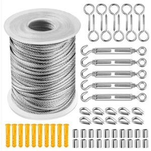WOIYIC Stainless Steel Rope Hanging Kit, 50M Metal Cable, Climbing Plants Trellising Kit, Metal Cable for Stair Railing - 1, WOIYIC Stainless Steel Rope Hanging Kit, 50M Metal Cable, Climbing Plants Trellising Kit, Metal Cable for Stair Railing - 1,