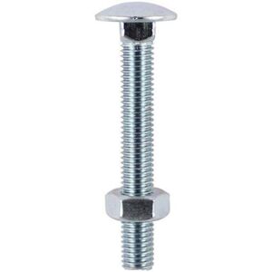 Timco - M12 x 200mm Carriage Bolt With Hex Nut - Zinc Qty 10 Timco - M12 x 200mm Carriage Bolt With Hex Nut - Zinc Qty 10