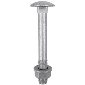 Carriage Bolts DIN603, Hex Full Nuts DIN934 & Form a DIN125-A Washer Exterior Silver - M12 x 100 - Timco Carriage Bolts DIN603, Hex Full Nuts DIN934 & Form a DIN125-A Washer Exterior Silver - M12 x 100 - Timco