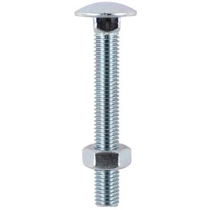 Timco DIN603 carriage bolts with DIN934 hex nuts - M16 x 180 - Silver - 5 Pack - Bolt set Timco DIN603 carriage bolts with DIN934 hex nuts - M16 x 180 - Silver - 5 Pack - Bolt set