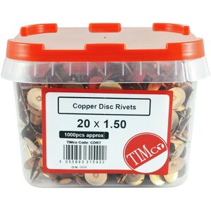 Timco - Disc Rivets - Copper (20 x 1.50mm)1000 Tub Timco - Disc Rivets - Copper (20 x 1.50mm)1000 Tub