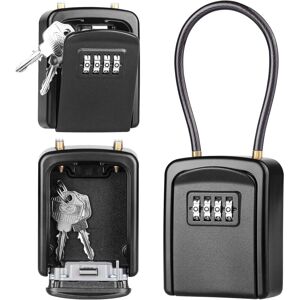 WOIYIC Wire Rope Key Box, 4 Digit Combination Security Key Box Outdoor Waterproof for Warehouses, Doors, Garages, Emergency Entrances - Black WOIYIC Wire Rope Key Box, 4 Digit Combination Security Key Box Outdoor Waterproof for Warehouses, Doors, Garages, Emergency Entrances - Black