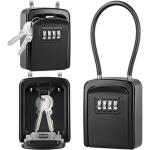 ODIPIE Wire Rope Key Box, Secure 4-Digit Combination Key Box, Weatherproof Outdoor Use, for Warehouses, Doors, Garages, Emergency Entrances - Black ODIPIE Wire Rope Key Box, Secure 4-Digit Combination Key Box, Weatherproof Outdoor Use, for Warehouses, Doors, Garages, Emergency Entrances - Black