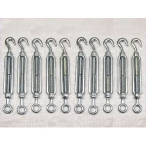 SECUREFIX DIRECT x10 M8 Galvanised Forged Straining Screw Hook Eye - Caravan Turnbuckle Open Body SECUREFIX DIRECT x10 M8 Galvanised Forged Straining Screw Hook Eye - Caravan Turnbuckle Open Body