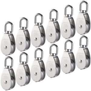12pcs M15 304 Stainless Steel Single Pulley Block 15mm Single Pulley Roller Swivel Hook Crane Cable Wire Rope Smooth Load Capacity 77lbs/35kg - Ymyny 12pcs M15 304 Stainless Steel Single Pulley Block 15mm Single Pulley Roller Swivel Hook Crane Cable Wire Rope Smooth Load Capacity 77lbs/35kg - Ymyny
