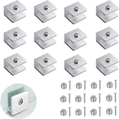 Longziming - 12 Pieces Glass Clamp, Adjustable Glass Partition Bracket, 6-8mm Glass Wall Tatte Bracket, Aluminum Shelf Brackets, for Powder Room, Longziming - 12 Pieces Glass Clamp, Adjustable Glass Partition Bracket, 6-8mm Glass Wall Tatte Bracket, Aluminum Shelf Brackets, for Powder Room,