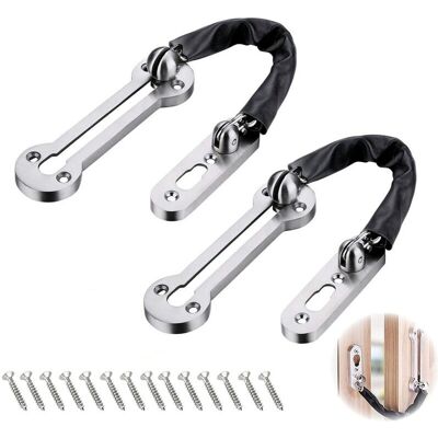 Linghhang - 2 Pcs Silver pu Leather Security Door Chains Sliding Door Lock with Screws for Family Hotel Apartment Linghhang - 2 Pcs Silver pu Leather Security Door Chains Sliding Door Lock with Screws for Family Hotel Apartment