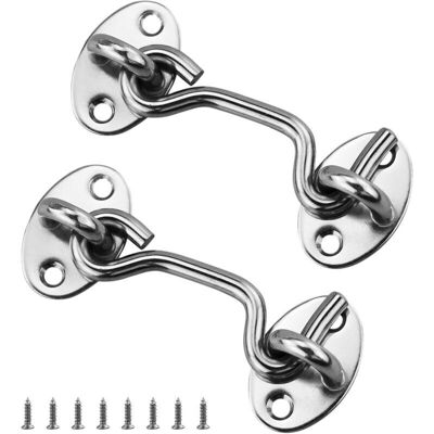 TORMATOR 2-Piece Cabin Hook Door Closure Hook, Stainless Steel Door Hook Lock, with Mounting Screws, for Windows, Barn Doors, Shed Doors, Garage Doors (75 mm) TORMATOR 2-Piece Cabin Hook Door Closure Hook, Stainless Steel Door Hook Lock, with Mounting Screws, for Windows, Barn Doors, Shed Doors, Garage Doors (75 mm)