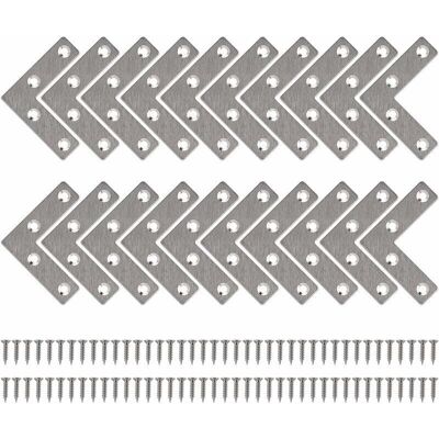 Gotrays - 20 Pcs Flat Straight Brackets l Shaped Metal Brackets with Screws 8080mm Gotrays - 20 Pcs Flat Straight Brackets l Shaped Metal Brackets with Screws 8080mm