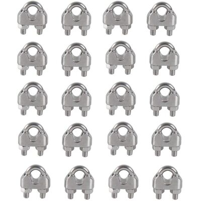 Csparkv - 20PCS M4 Cable Clamp u Bolt Wire Rope Clip 304 Stainless Steel Cable Clamp Saddle Wire Rope Clips for Outdoor Clothes Dryer Csparkv - 20PCS M4 Cable Clamp u Bolt Wire Rope Clip 304 Stainless Steel Cable Clamp Saddle Wire Rope Clips for Outdoor Clothes Dryer