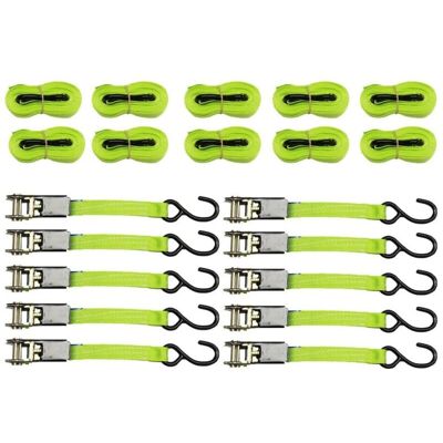 SECUREFIX DIRECT 25MM Ratchet Straps 5 Metre 0.67 Ton x10 (800KG 5M Tie Down High Visibility S Hook) SECUREFIX DIRECT 25MM Ratchet Straps 5 Metre 0.67 Ton x10 (800KG 5M Tie Down High Visibility S Hook)