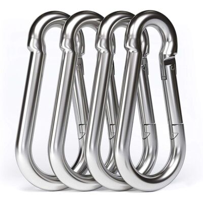 TINOR 4PCS - M10 304 Stainless Steel Carabiner - Large 100mm Stainless Steel Carabiner with 750kg Load Capacity, Hammock Swing Carabiner Hook - 100mm x TINOR 4PCS - M10 304 Stainless Steel Carabiner - Large 100mm Stainless Steel Carabiner with 750kg Load Capacity, Hammock Swing Carabiner Hook - 100mm x